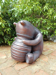 Bronze Sitting Bear Garden Ornament 15cm Resin Sculpture Outdoor Home Decor