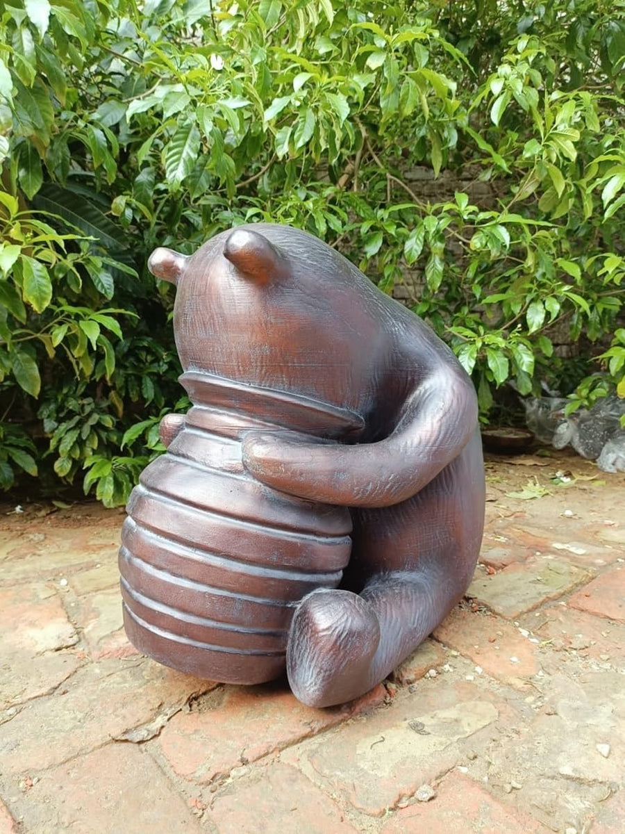 Bronze Sitting Bear Garden Ornament 15cm Resin Sculpture Outdoor Home Decor