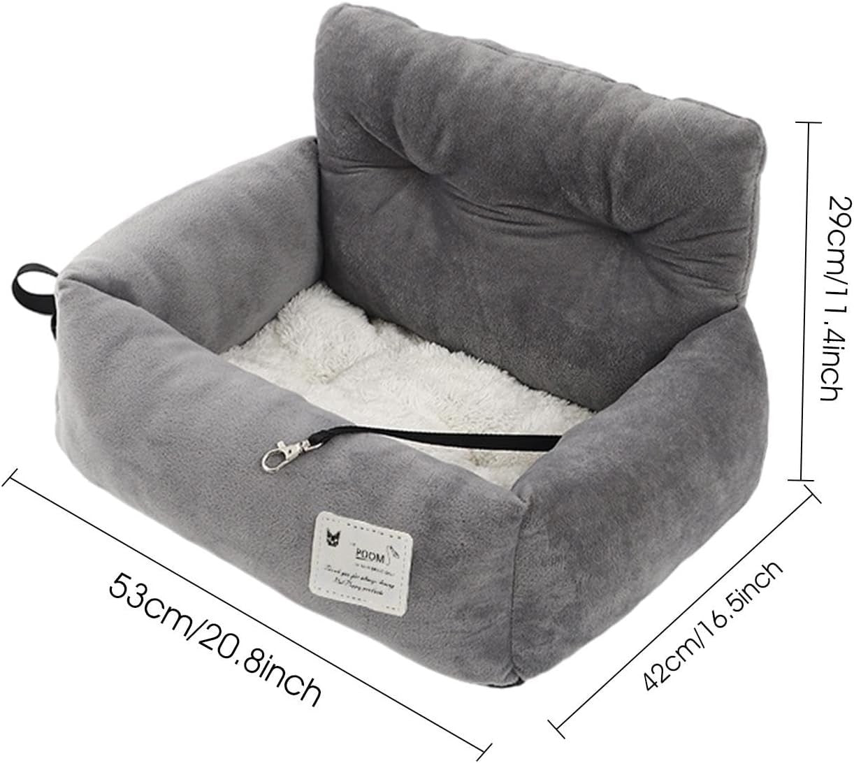 Pet Booster Car Seat Small Dog Cat Travel Bed Non Slip Carrier Grey