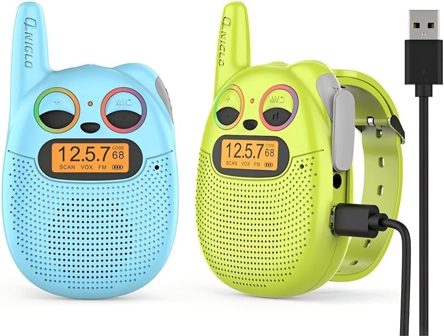 Kids Rechargeable Walkie Talkies Watch Strap FM Radio Long Range Toy