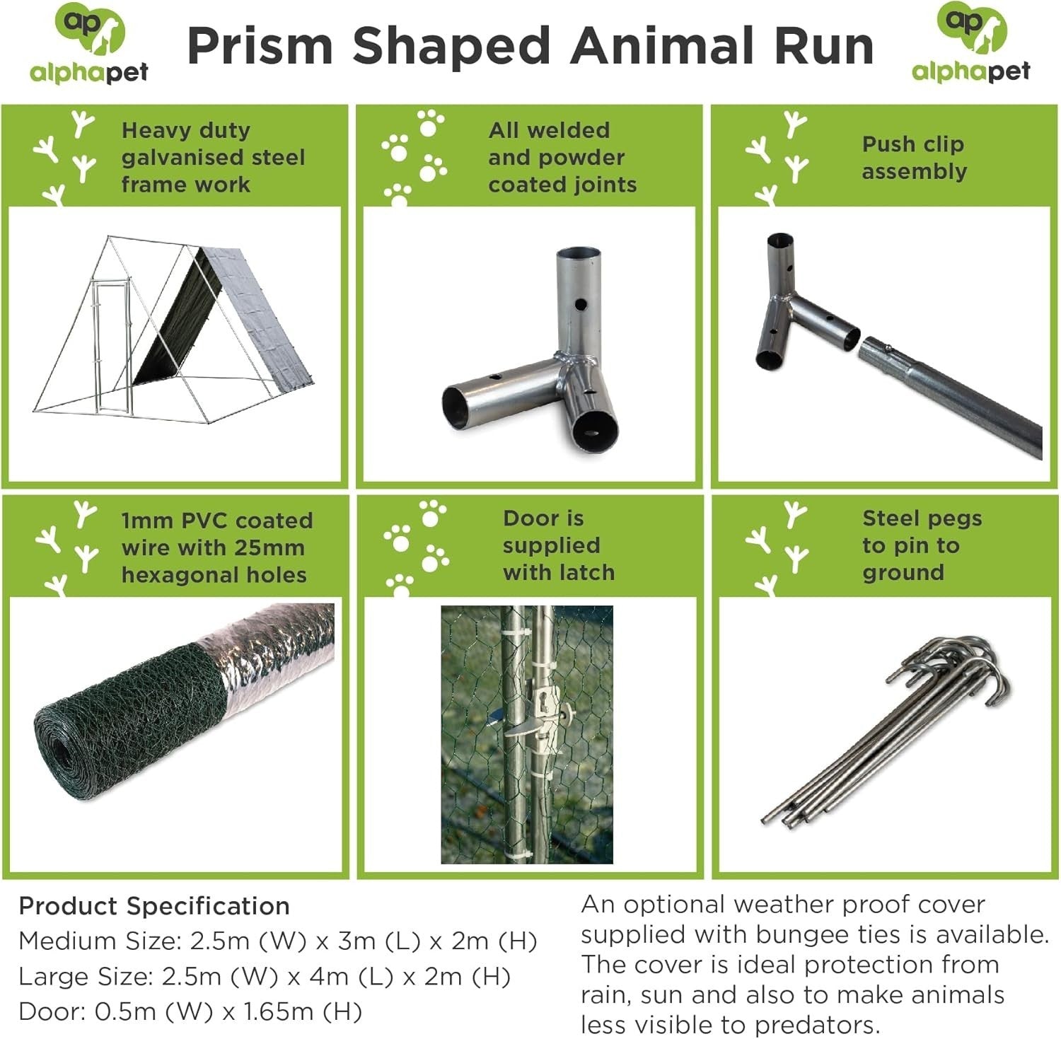 Large Walk In Chicken Run 2.5x3m Galvanised Steel Heavy Duty Cage