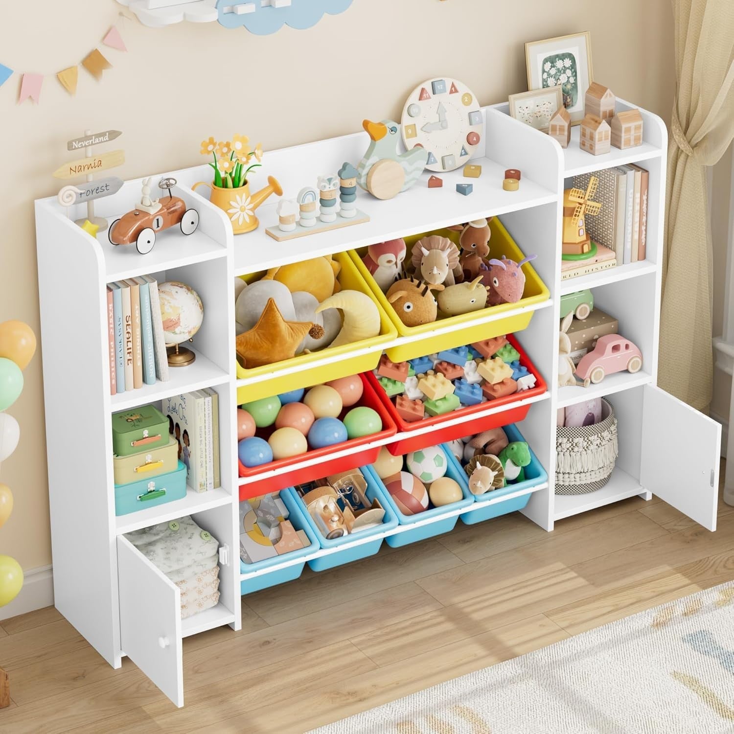 Kids Toy Storage Organizer with 8 Removable Bins & Shelves – Colorful & Durable