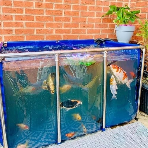 150x100x71cm Large Outdoor Koi Pond with Transparent PVC Viewing Window
