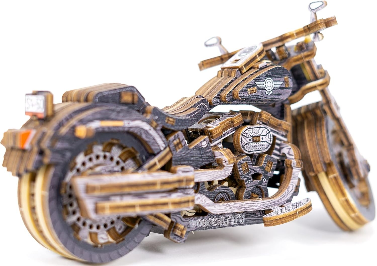 Wooden Motorcycle 3D Puzzle Kit | 1:13 Scale V-Twin Cruiser Model Gift