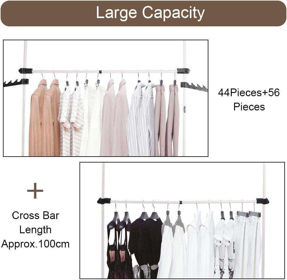 Heavy Duty Adjustable Telescopic Clothes Rack 2 Poles 2 Bars