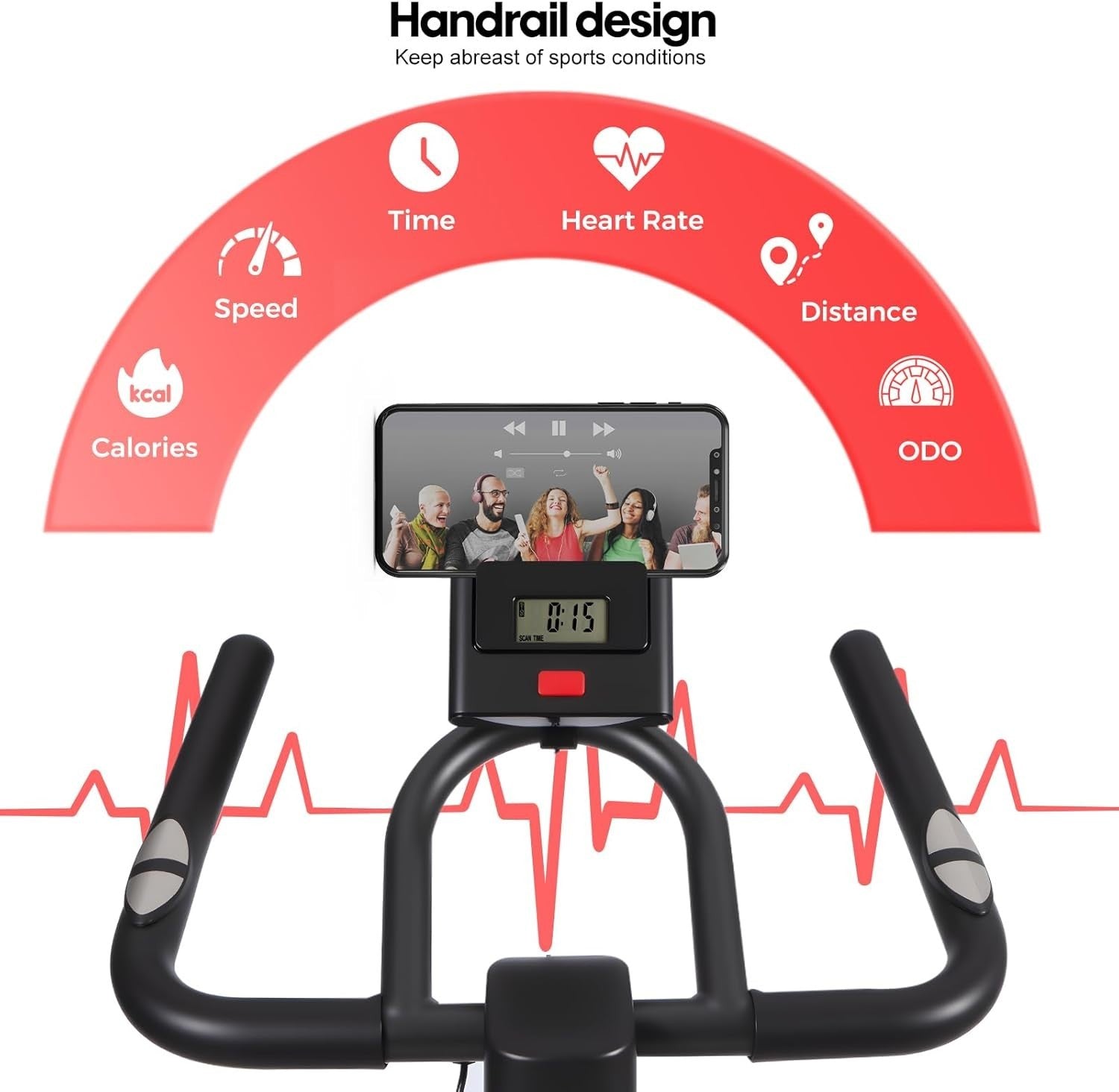 Silent Magnetic Spin Bike w/ LCD Display, Heart Rate Sensor & Adjustable Seat