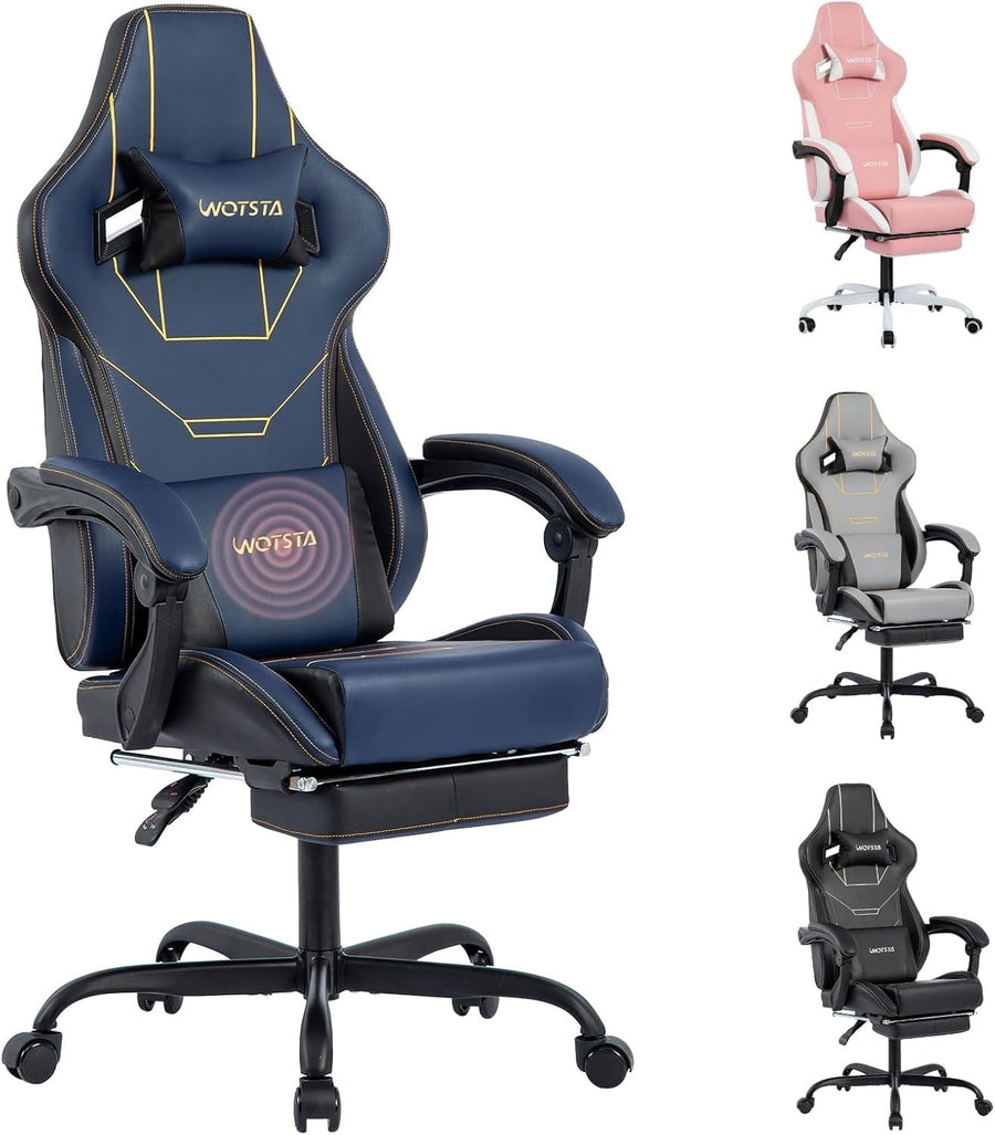 Ergonomic Gaming Chair w/ Footrest, Massage Lumbar, High Back, PU Leather, 330lb