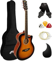 Full Size Cutaway Acoustic Guitar Starter Kit Sunburst