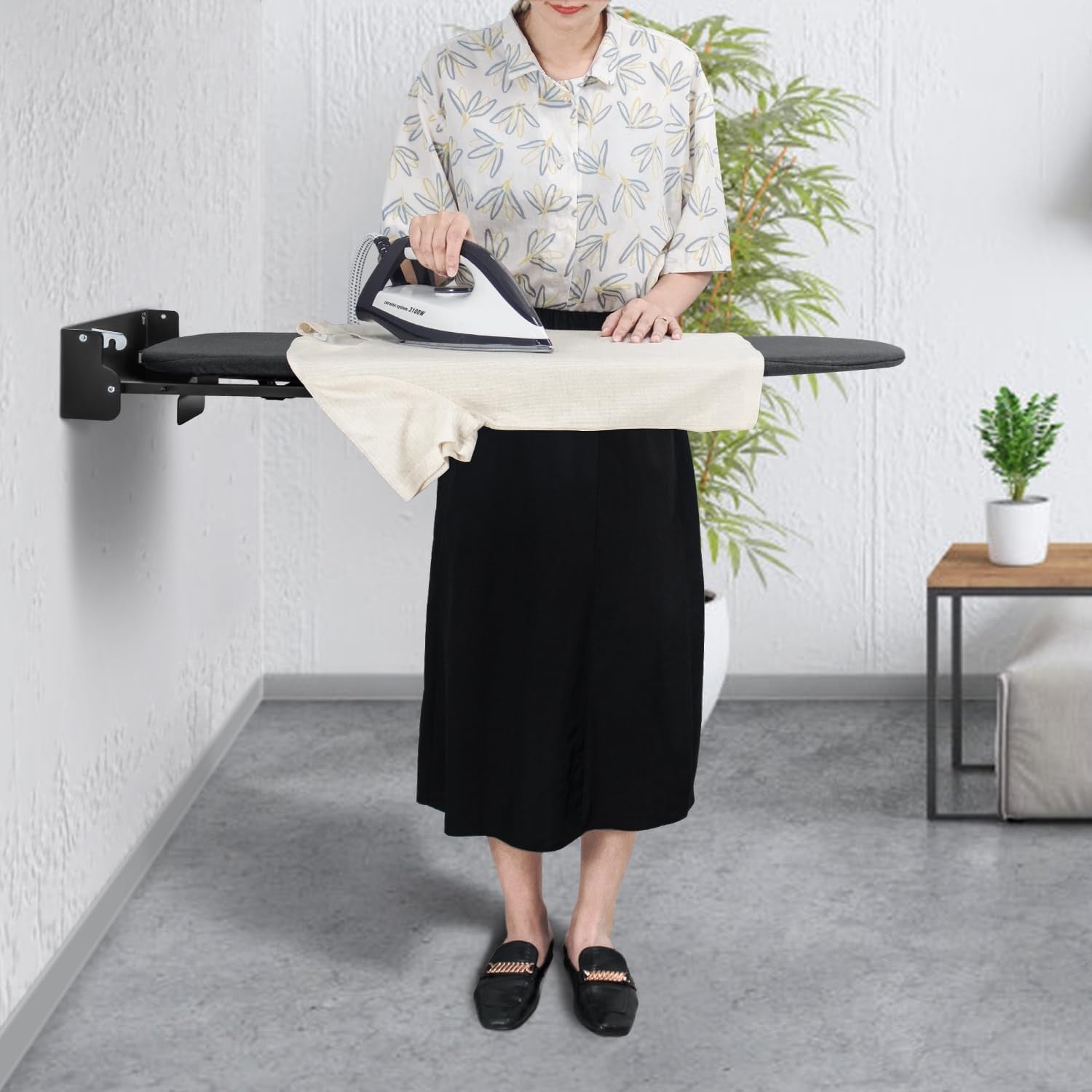 Wall Mounted Folding Ironing Board Cabinet Compact Space Saving 93cm