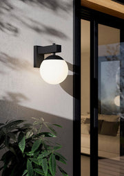 Modern Globe Outdoor Wall Light IP44 | E27 Porch Garden Lamp Black/White
