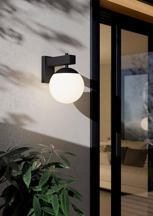 Modern Globe Outdoor Wall Light IP44 | E27 Porch Garden Lamp Black/White