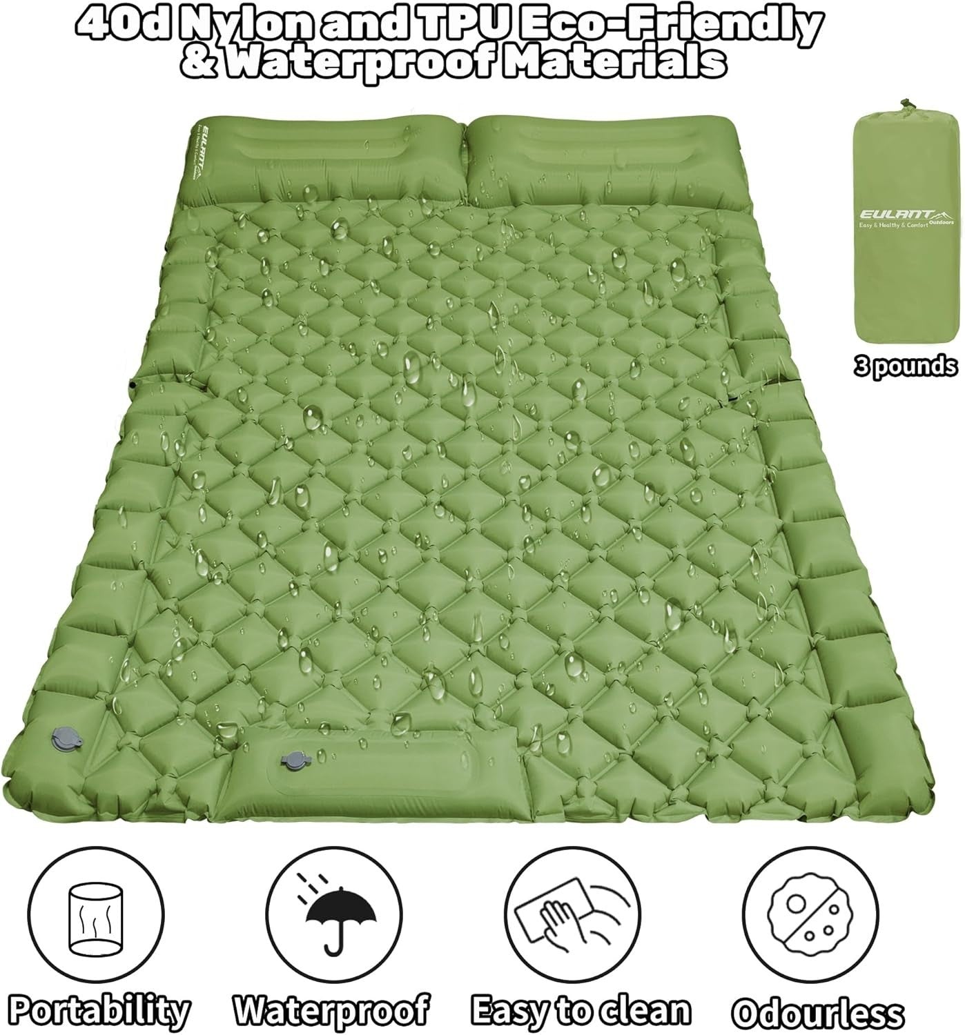 2-Person Inflatable Car Mattress with Foot Pump & Waterproof Travel Bed