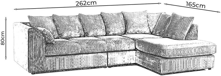 Mink Velvet Corner Sofa 5 Seater RHS | L Shape Modular Couch | Fire-Resistant