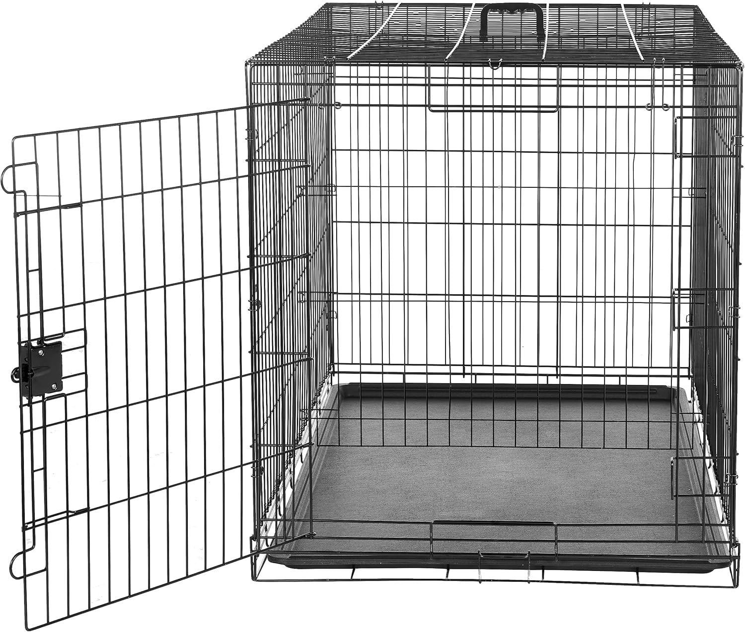 XXL Foldable Metal Dog Crate with Tray – Durable Single Door Cage 122cm