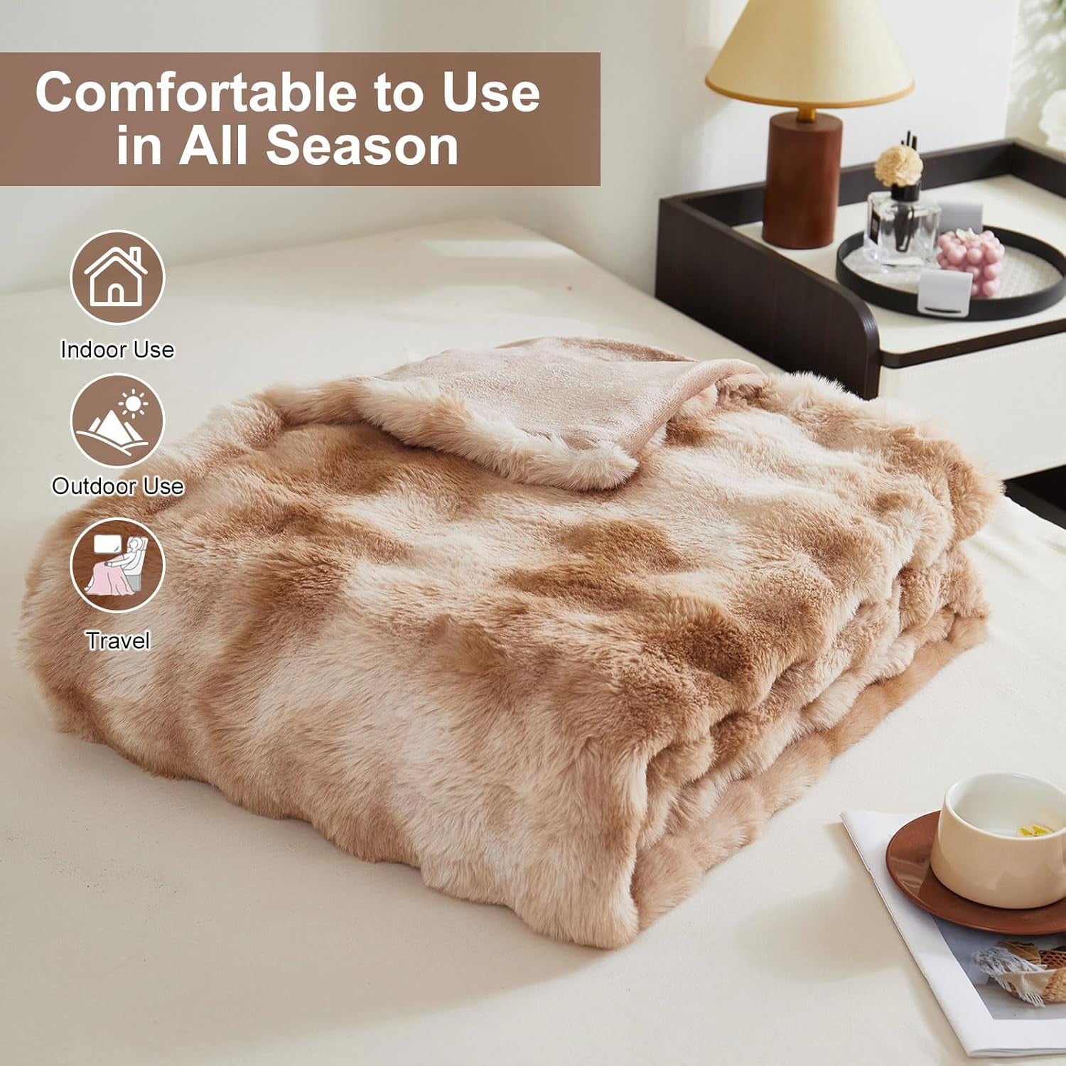 Luxury Thick Plush Fleece Throw Blanket Soft Warm Sofa Bed Coffee 100x160cm
