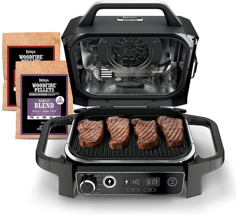 Outdoor Electric Grill Smoker 7-in-1 Wood Pellet BBQ Air Fry Bake Roast Renewed