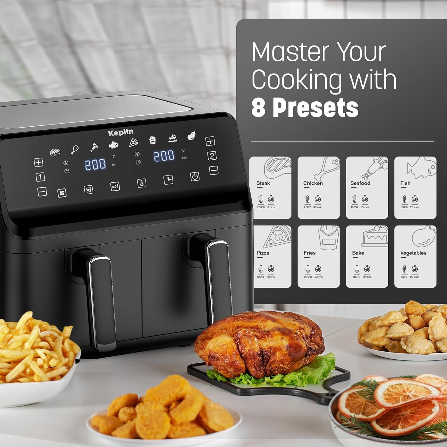 9L Dual Zone Digital Air Fryer | 6-in-1 | Extra-Large Capacity