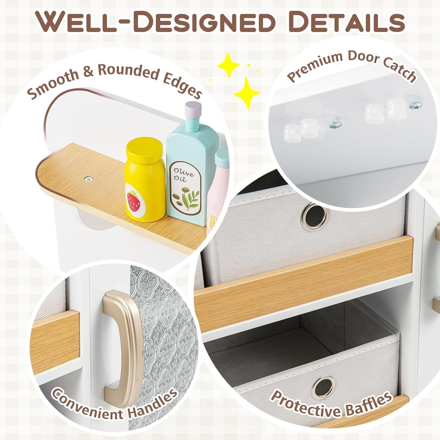 Kids Wooden Play Kitchen Toy Cuttable Veggies Storage Drawers