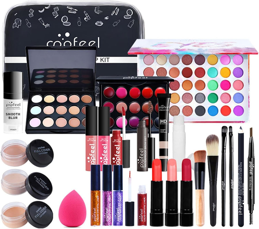 All In One Makeup Kit 27PCS Full Face Set Eyeshadow Lipstick Case
