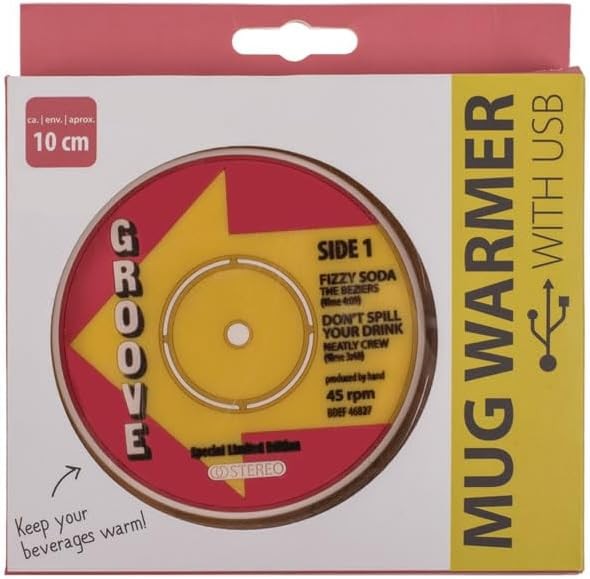 USB Cup Warmer 10cm Retro Vinyl Red Yellow Desk Heater