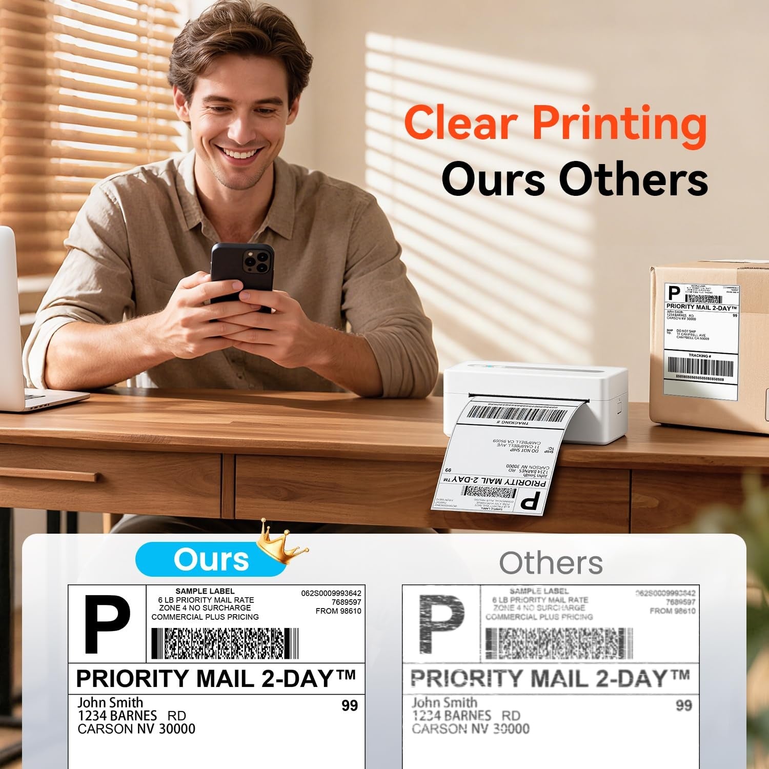 4x6 Bluetooth Shipping Label Printer Thermal USB White