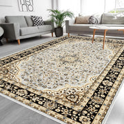 Grey Traditional Area Rug 120x170cm Soft High Pile Non Slip Living Room Carpet