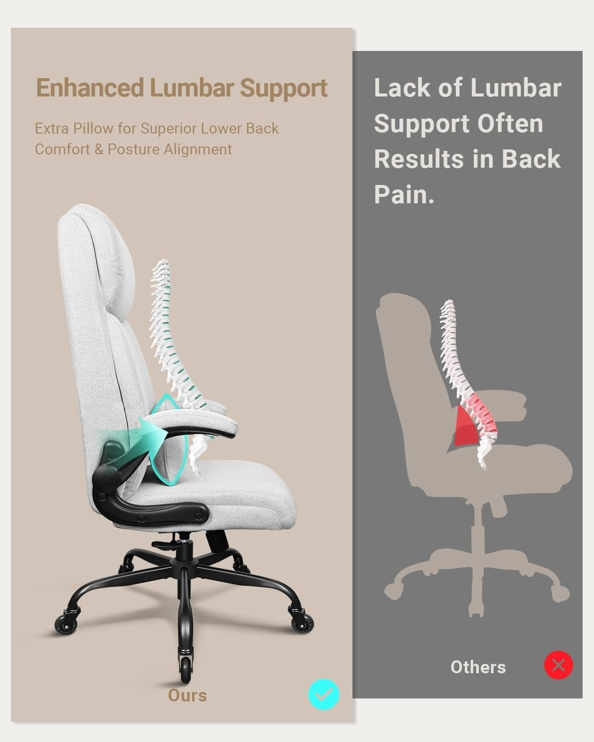 Tall Ergonomic Office Chair High Back Big & Tall Computer Desk Seat w/ Armrests