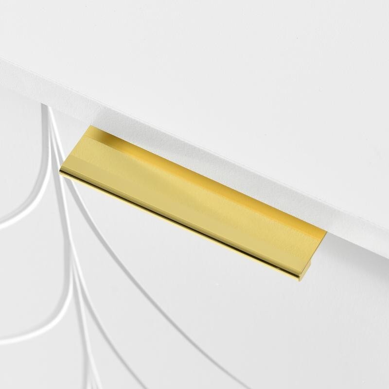 Modern White Storage Cabinet with Gold Legs – 4-Door Sideboard Unit 127cm