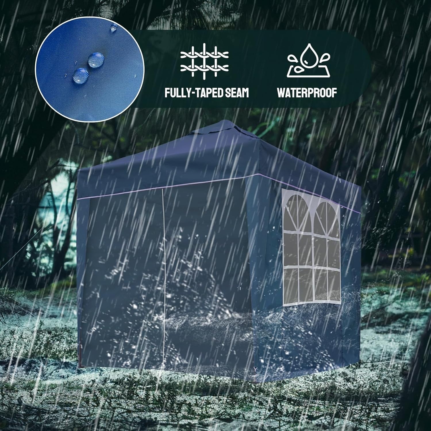 3x3M Blue Pop Up Gazebo with 4 Removable Sidewalls Waterproof Outdoor Party Tent