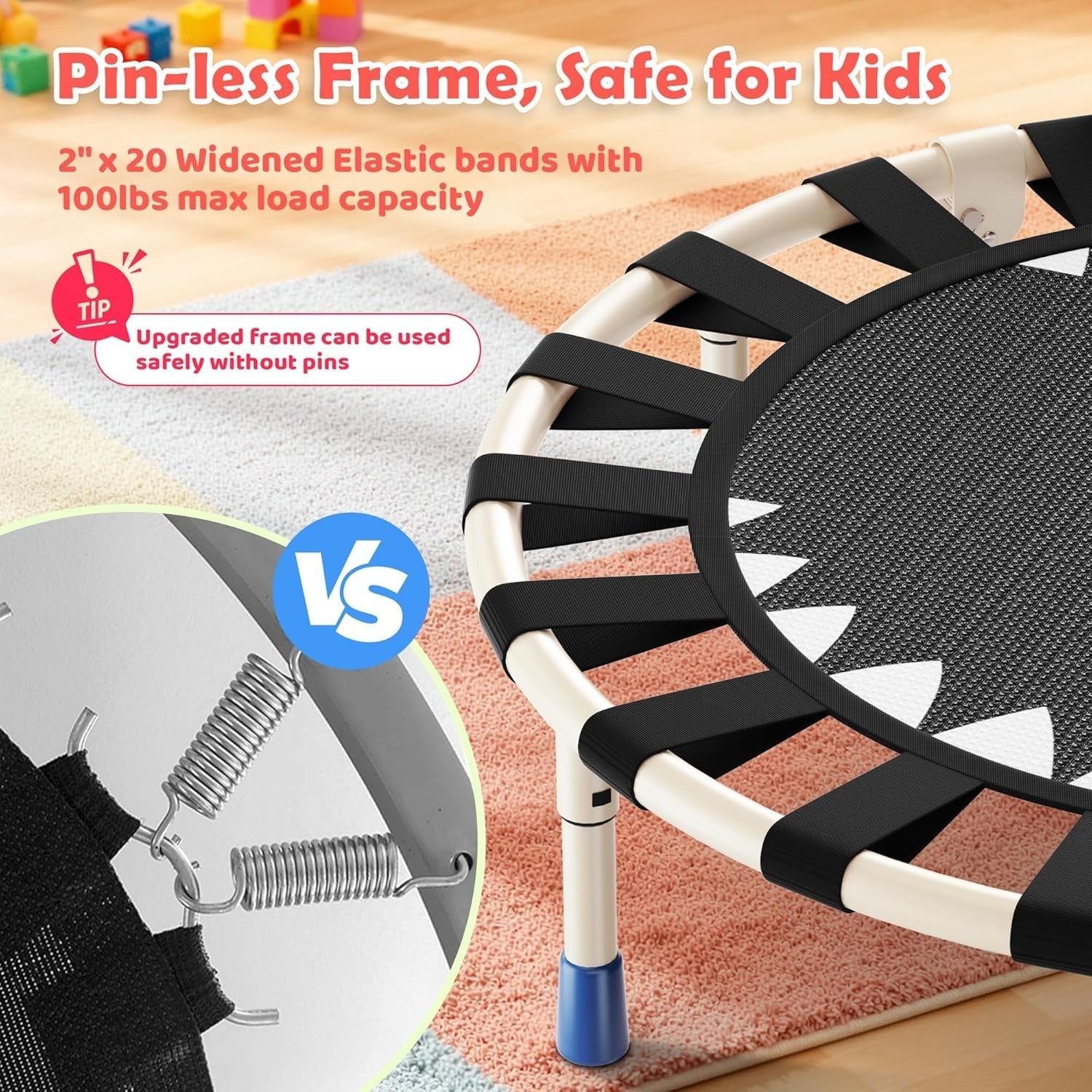 3ft Kids Trampoline Shark Design Foldable Toddler Jumper 100LB