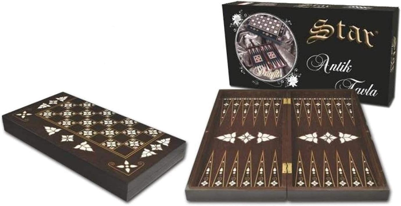 Luxury Wooden Backgammon Chess Set Folding Pearl Inlay Large Board Game