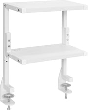 Clamp-On Desk Shelf 2-Tier White 13" Above/Below Mount Storage Organizer