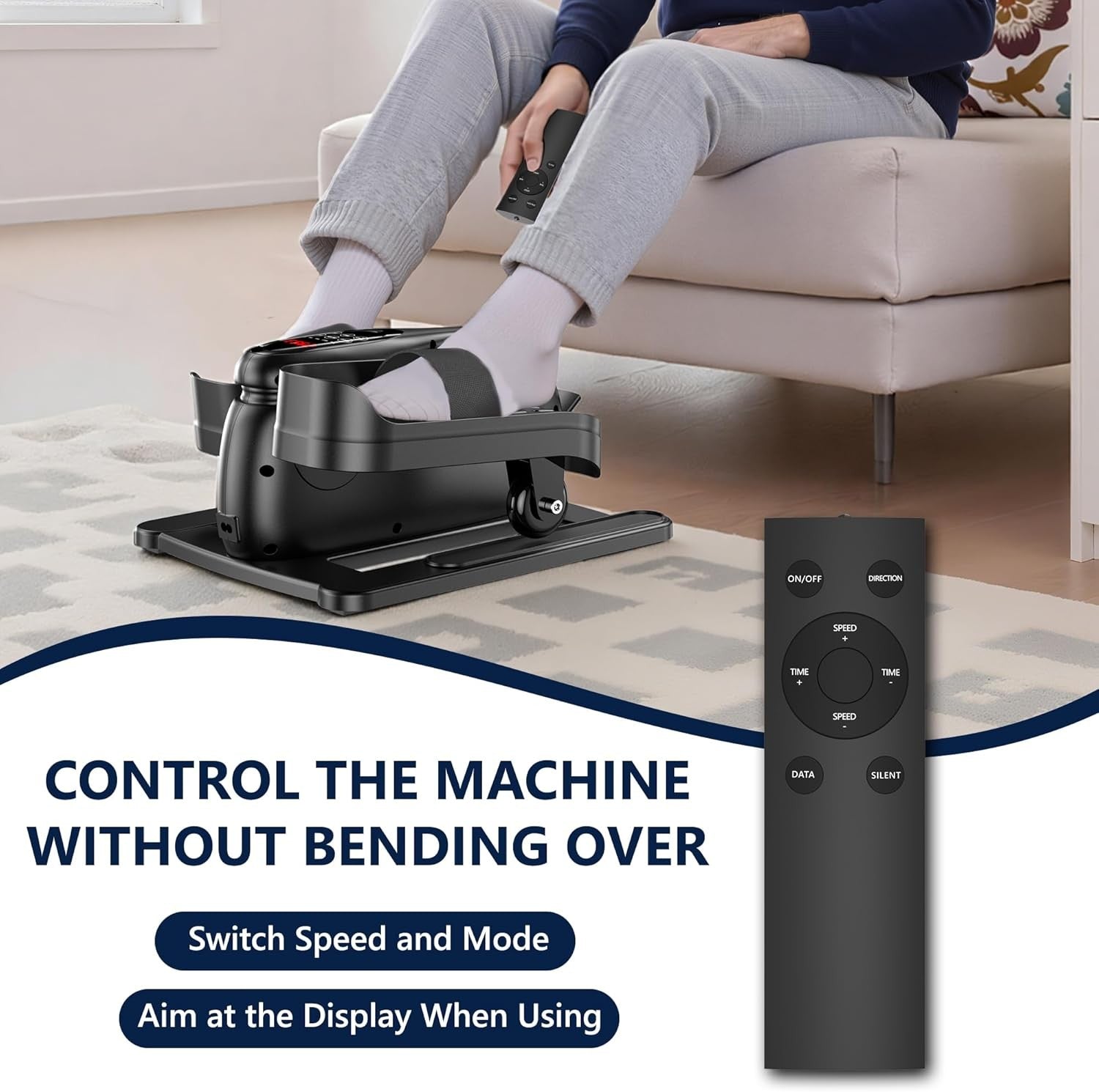 Under Desk Elliptical Pedal Exerciser Electric Quiet Leg Trainer Remote