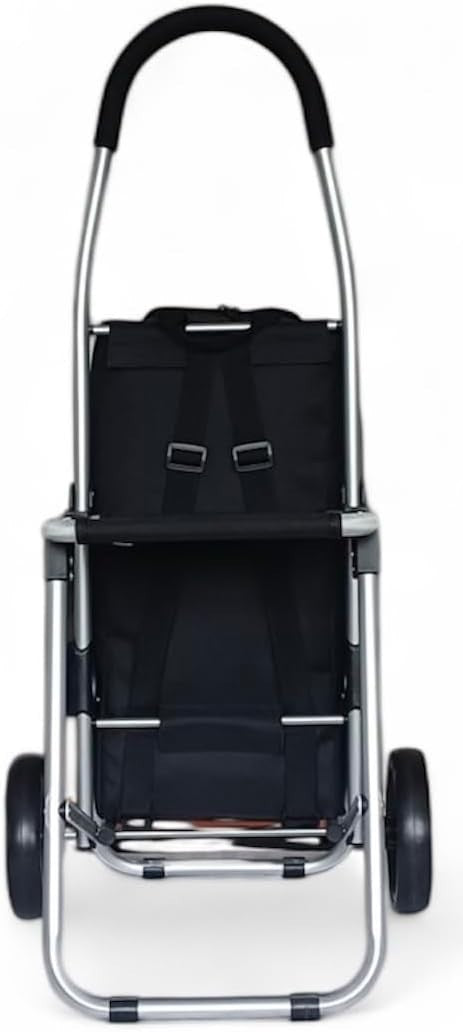 30L Aluminium Shopping Trolley with Seat Black Foldable Grocery Cart