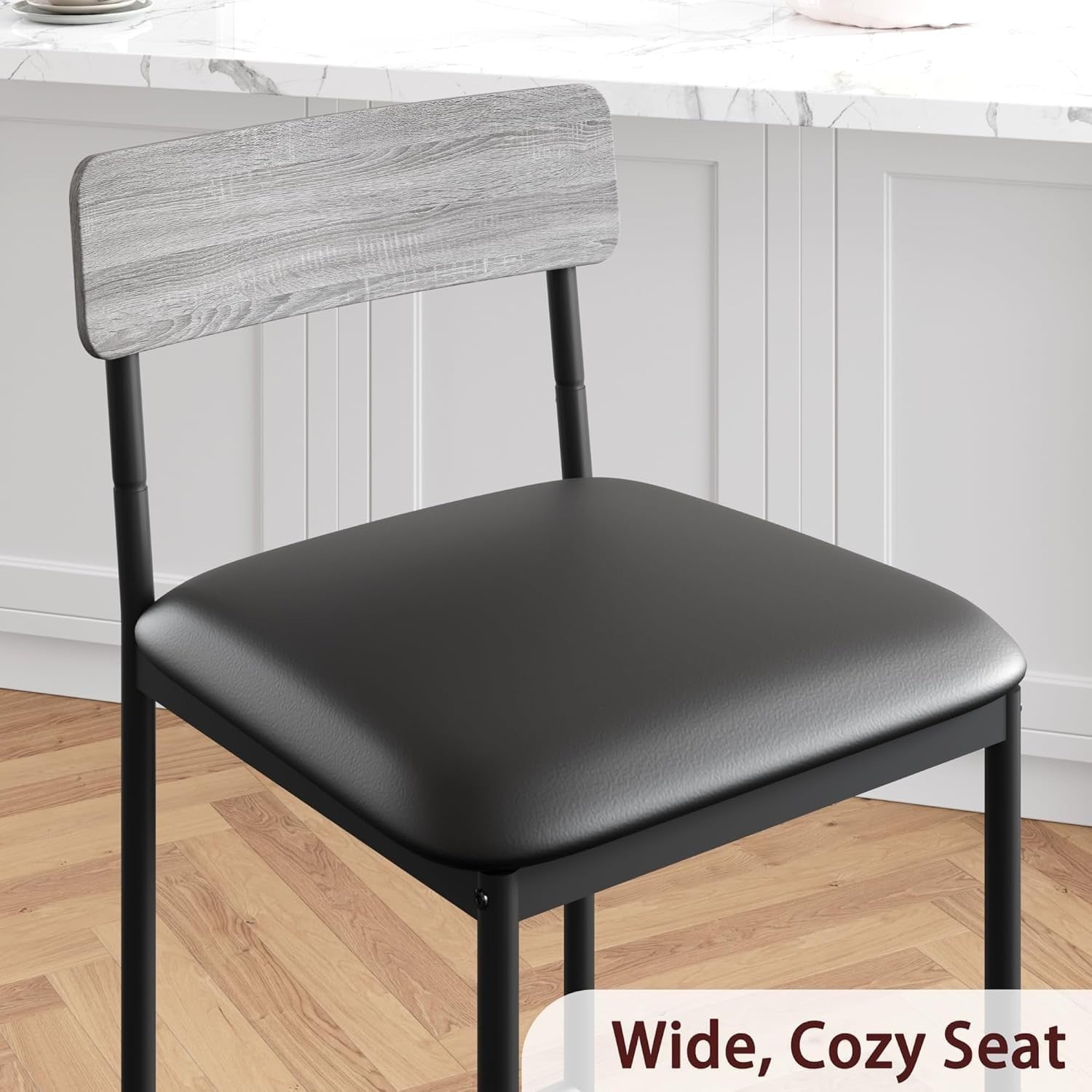 2-Seater Dining Table Set Chairs & 3-Tier Storage Shelves, Compact Grey Bistro