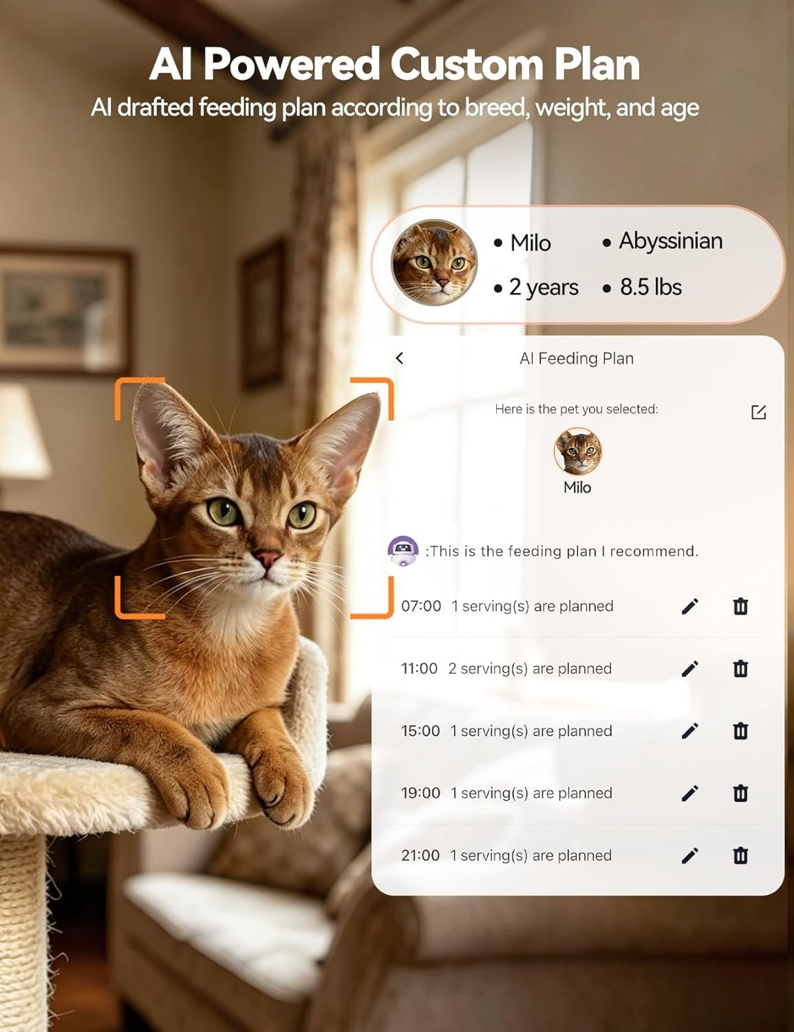 Smart Automatic Cat Feeder Camera 2K WiFi App Control 5.5L Food Dispenser
