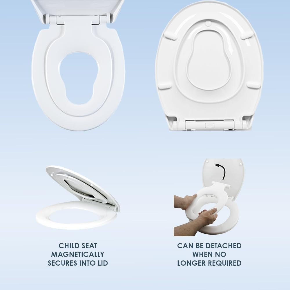 Family Toilet Seat Thermoplastic Child Insert Easy Clean Quick Release