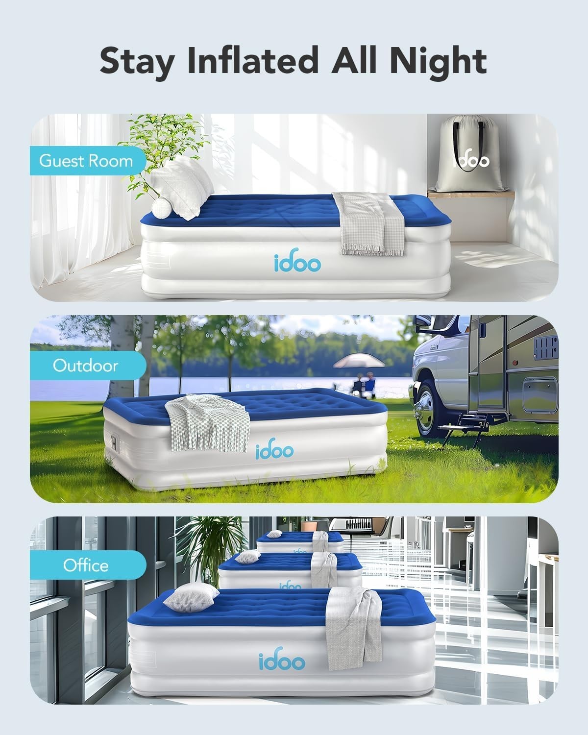 Double Inflatable Air Mattress with Electric Pump – Portable Guest Bed