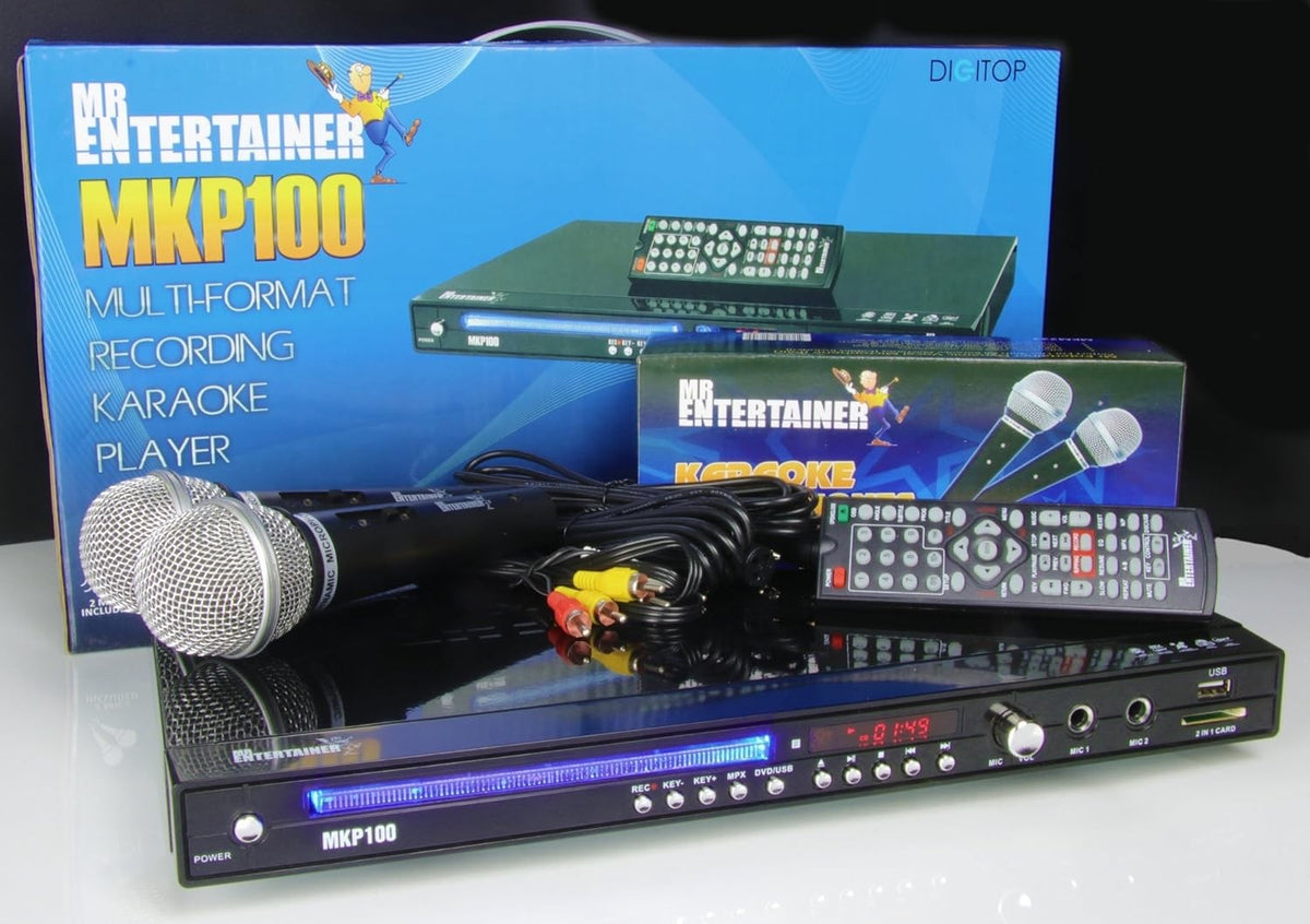 Karaoke Machine CDG DVD Player HDMI USB Record 2 Mics