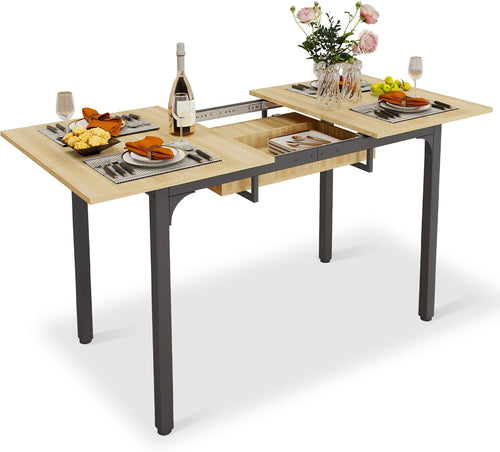 Extendable Dining Table 110-150cm Oak Metal Legs 4-6 Seater