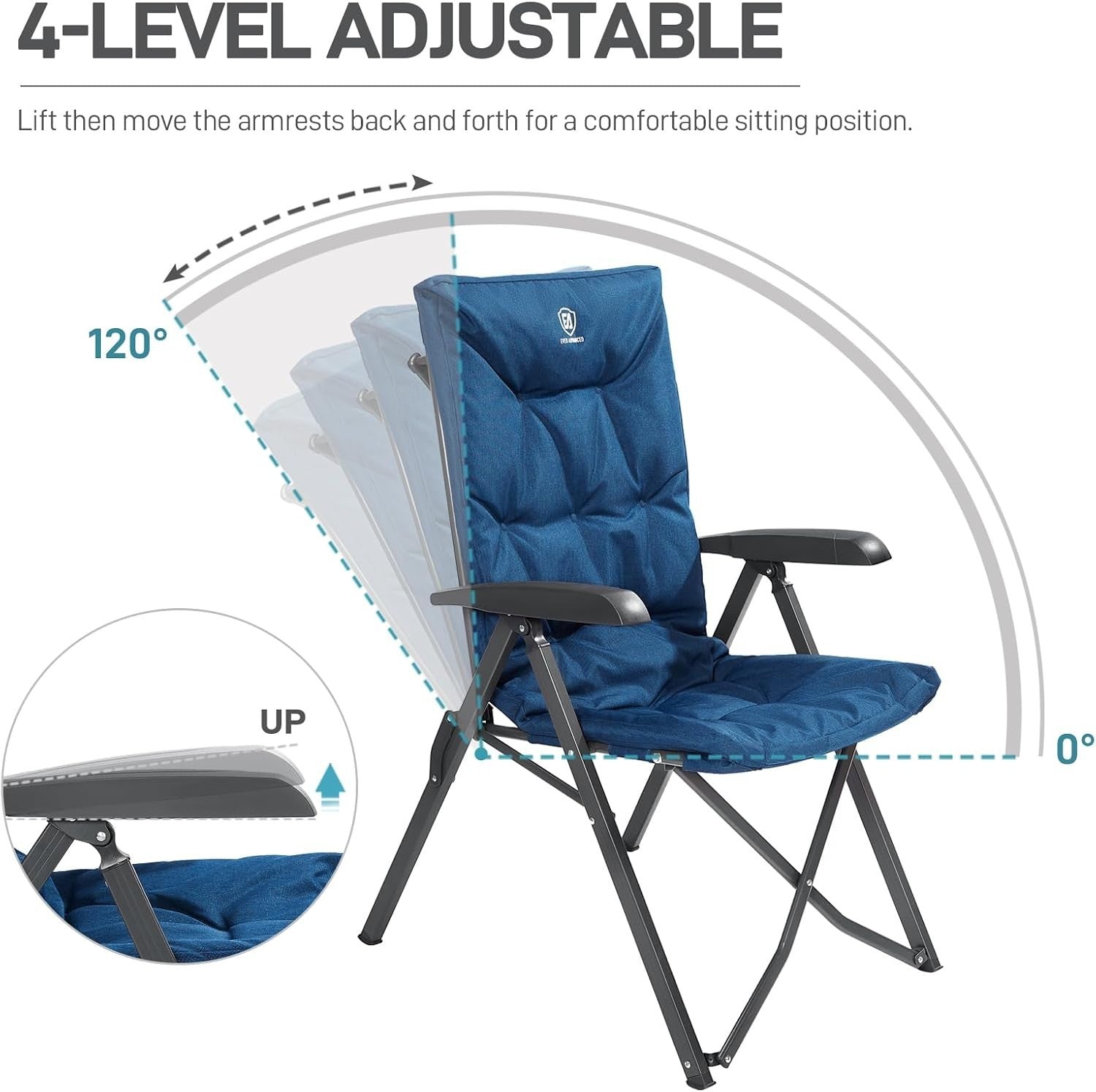 Luxury Folding Camping Chair | High Back Recliner, Padded & Heavy Duty