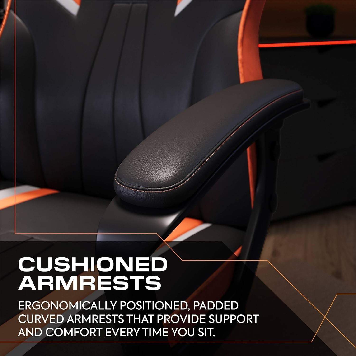 Ergonomic Gaming Chair High Back Extra Wide Seat Orange
