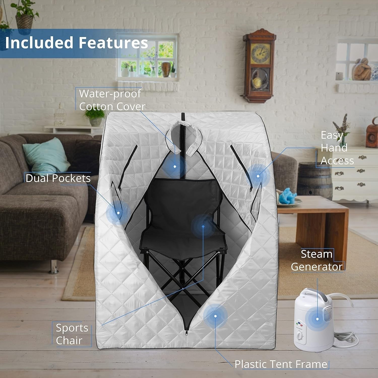 Oversized Portable Steam Sauna Home Spa 800W Timer Detox Weight Loss Chair
