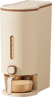 10KG Press Rice Dispenser Airtight Storage Container Measuring Cup Bin