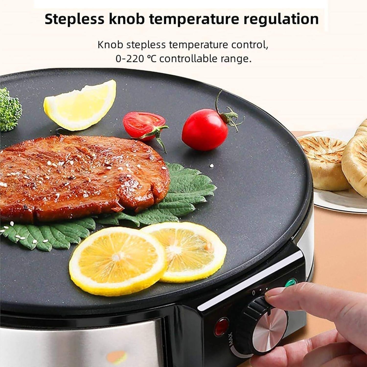1200W Electric Crepe & Pancake Maker 30cm Non-Stick Adjustable Temp