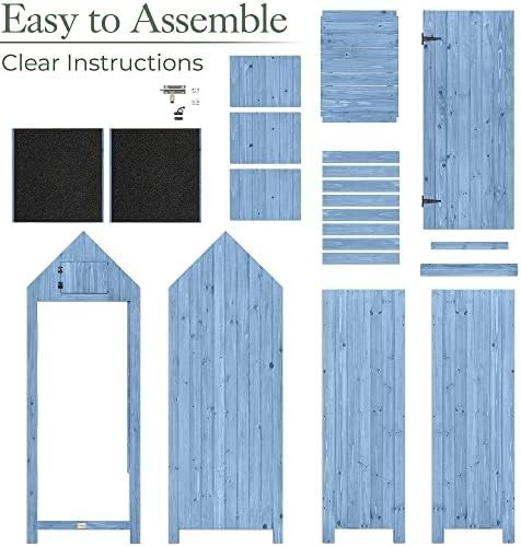 Slim Wooden Garden Shed Outdoor Storage Unit Lockable with Shelves & Roof Hatch