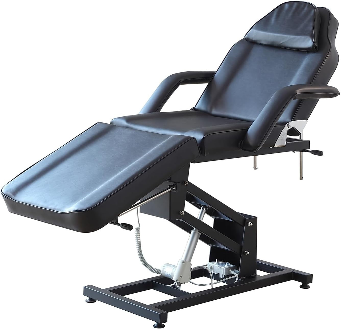 Electric 3-Section Beauty Massage Bed Adjustable Therapy Chair w/ Stool Black