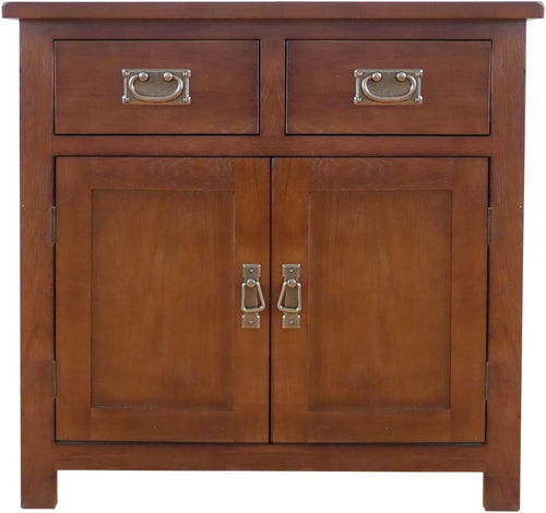 Solid Oak Sideboard 2 Door 2 Drawer Storage Cabinet Wood Unit 75cm