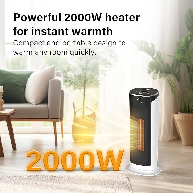 2000W Electric Tower Heater Oscillating Fan with Thermostat Remote & Timer