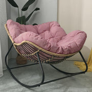 Pink Papasan Rocking Chair Oversized Cushioned Rattan Lounge Indoor Outdoor